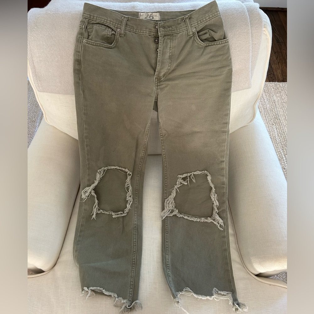 Army Green Free People Jeans Size 26